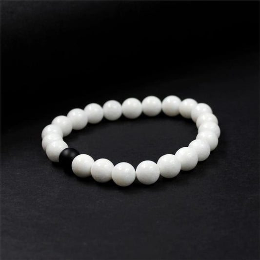 🤍 White Beads Bracelet – Adjustable Unisex Wristband for Men & Women
