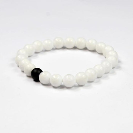 🤍 White Beads Bracelet – Adjustable Unisex Wristband for Men & Women