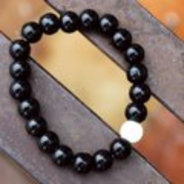 🖤 Black Beads Bracelet – Adjustable Unisex Wristband for Men & Women